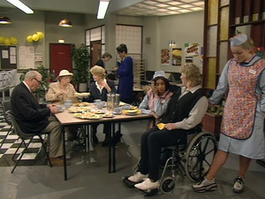 the parents of the canteen staff spend time together, as anita and twinkle chat with twinkle's mother